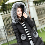 2016冬装新款韩国超大毛领连帽棉衣保暖加厚中长款羽绒棉服外套女