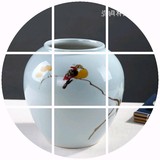 精品创意现代新中式陶瓷花瓶摆件简约花鸟罐彩绘客厅电视酒柜包邮