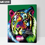 油动物客厅餐厅抽象填色大幅手绘装饰画狮子虎狼猫象迷朗diy数字