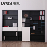 定制书柜维玛家居现代简约烤漆书柜组合黑色书柜书架定做CS013