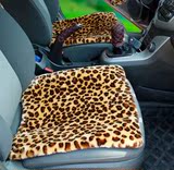 汽车坐垫无靠背冬季保暖毛绒羽绒棉豹纹座垫小3件套单片后排坐垫