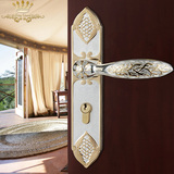 帝品全铜门锁 欧式别墅雕花门把手白色开放漆美式实木大门锁室内