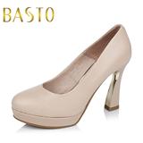 BASTO/百思图秋季专柜同款羊皮(杏色皮里）女单鞋女鞋TTR65CQ5