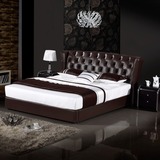 定做大床现代简约双人床2米2.2米婚床美式真皮床加宽加大牛皮床