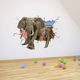 大象3D立体效果墙贴 客厅卧室装饰画儿童房沙发背景贴纸 B095
