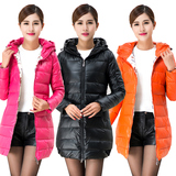 新款冬季女装pu皮中长款羽绒棉服韩版中年修身大码棉衣女冬装外套