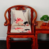 亚麻加厚中国风古典家具坐垫套中式餐椅垫红木椅子太师椅坐垫荷花