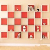 创意背景墙装饰架格子书架自由组合壁柜实木俄罗斯方格隔板置物架