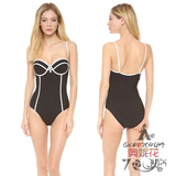 2015欧美新款泳衣女性感显瘦遮肚钢托聚拢胸连体三角女温泉游泳衣