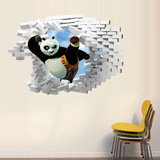 功夫熊猫 3D破墙立体墙贴儿童房幼儿园装饰墙纸环保pvc自粘防水