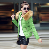 2015新款韩版女装修身显瘦棉衣女短款毛领棉服加大码棉袄冬季外套