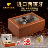 包邮 促销 COHIIBA雪茄盒 雪 茄加湿盒 香柏木玻璃面雪 茄保湿盒