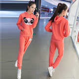 2016新款女装套头卫衣可爱熊猫春秋韩版女士学生长袖运动休闲套装