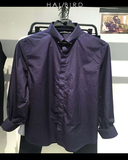 HAL BIRD原创男装PEACE秋装韩版修身长袖衬衫男紫色衬衣B1CA63203