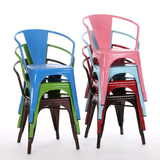餐椅铁艺法式铁皮椅咖啡餐厅座椅欧式复古做旧工业椅简约金属椅子