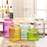 家居装饰彩色玻璃小花瓶 创意欧式花瓶窗台绿萝花瓶简约花器