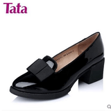 专柜代购Tata他她正品单鞋春季新品牛皮浅口粗跟女鞋子2Q901AQ5