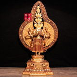 藏传佛教用品 1尺38cm仿尼泊尔半鎏金双座纯铜密宗佛像 千手观音