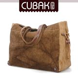 原创设计CUBAK女士文艺帆布包包大容量简约休闲大包单肩手提女包