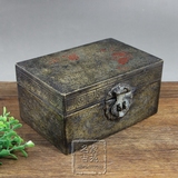 古玩工艺品收藏铜器摆件仿古做旧黄铜方形首饰盒收纳盒梳妆台摆设