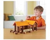 亲子搭建游戏环保小木屋林肯房 原木创意建筑百变木头积木制玩具