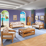 宜居鸟柏木实木沙发自由组合原木沙发全实木布艺沙发中式客厅家具