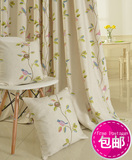 花鸟 地中海现代亚麻棉麻美式乡村高档客厅卧室窗帘布料定制