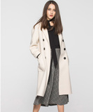 ◆Etam/艾格 ES专柜正品折扣店◆2016春款 米白色全羊毛大衣外套