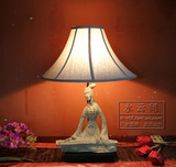 L人物雕塑台灯 中式树脂艺术个性立式美女台灯 创意仿古灯饰