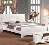 白蜡木床仿古白开放漆家具做旧韩美式床红橡木现代简约田园公主床