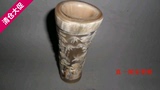 古玩杂项古董收藏品 老牛角雕二老谈天图爵杯酒杯 高12.3厘
