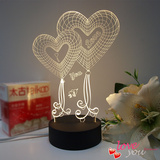 3D视觉灯LED水晶创意台灯欧式卧室床头灯 新年生日情人节女友礼物