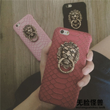 李晨狮头铺首蛇纹真皮iphone6 plus手机壳苹果5s狮子头保护套潮男