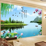 中式无缝大型壁画 客厅卧室电视背景墙贴纸田园山水风景画墙布
