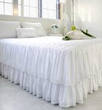 韩国进口正品代购 纯色浪漫双层花边棉质百搭床裙 床上用品