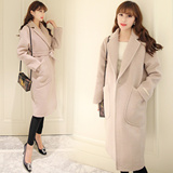 2016韩版新款呢子大衣秋冬季女士中长款加厚直筒羊绒毛呢风衣外套