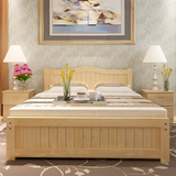 特价实木双人床1.5 1.8米大床松木儿童床1.2米简易木床1米单人床