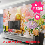 中式高清福字牡丹玉雕彩雕3D壁画电视背景影视墙纸客厅沙发无缝
