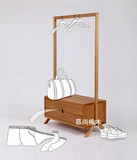 日式宜家纯实木白橡木家具  组合衣帽架换鞋凳 多功能挂衣架