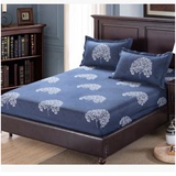 全棉单个床笠 纯棉男士灰蓝印花席梦罩床罩 床单1.2米1.5米1.8m床