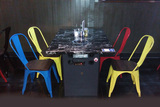 复古铁艺金属餐椅铁皮椅海军椅简约休闲酒吧咖啡靠背快餐厅椅子