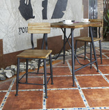 美式乡村铁艺复古实木餐桌椅组合餐饮休闲店桌椅咖啡厅桌椅可定做