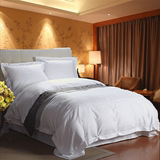 高级宾馆旅社酒店床上用品四件套贡缎全棉被套床单纯棉白色舒适