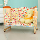 L2A全实木婴儿床带护栏无漆多功能宝宝儿童床松木带可变书桌
