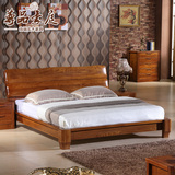 实木床1.8米榆木高箱储物厚重款 现代中式卧室家具 婚床 双人床
