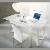 高端定制现代简约电脑桌办公桌不锈钢写字台家用书桌上海北欧家具