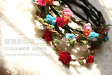 特价 韩式小清新头发饰品绢花缠绕森女系浪漫小花朵细发带箍发绳