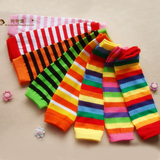 日本同步外贸原单彩虹条多功能儿童袜套护套宝宝护腿护膝厂家批发