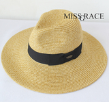外贸原单10厘米大檐草色草编牛仔帽草帽女夏季遮阳帽太阳帽沙滩
