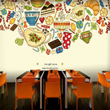 简约欧式食物咖啡大型壁画餐厅咖啡厅休闲吧墙纸面包店奶茶店壁纸
